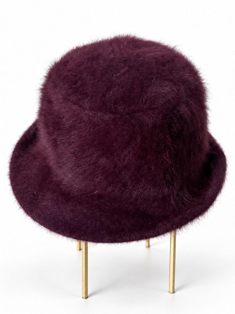 Vintage 60s 70s Fluffi by Marida Plum Fuzzy Angora Wool Cloche Hat England